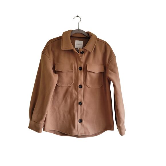 Avec Les Filles Oversized Boyfriend Cargo Utility Chore Cognac Brown Jacket Sm - Picture 1 of 6